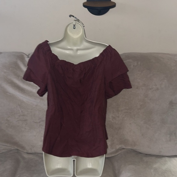 H&M reddish brown US size 14 stretchy off the shoulder top New - Picture 2 of 6